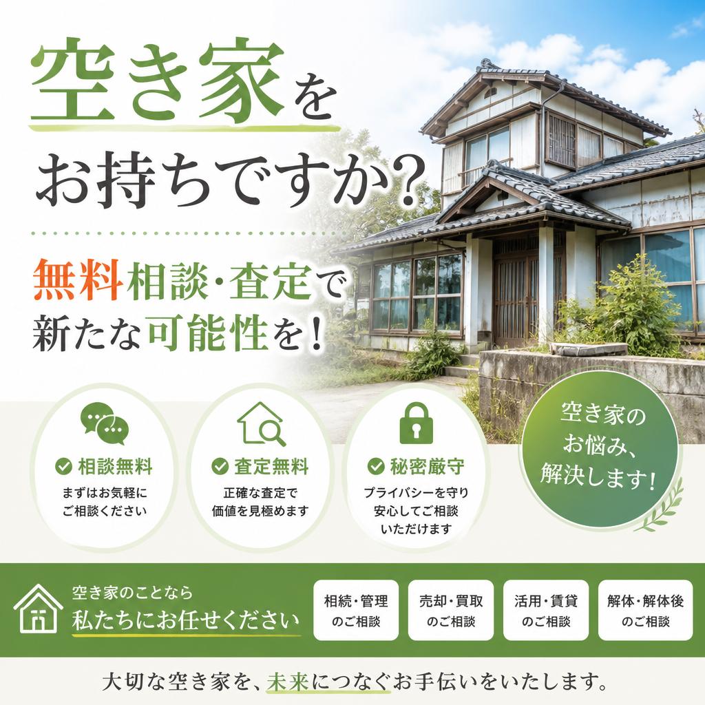 空き家をお持ちですか？無料相談・査定で新たな可能性を！