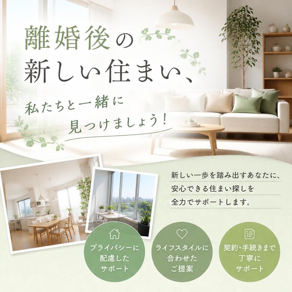 離婚後の新しい住まい、私たちと一緒に見つけましょう！