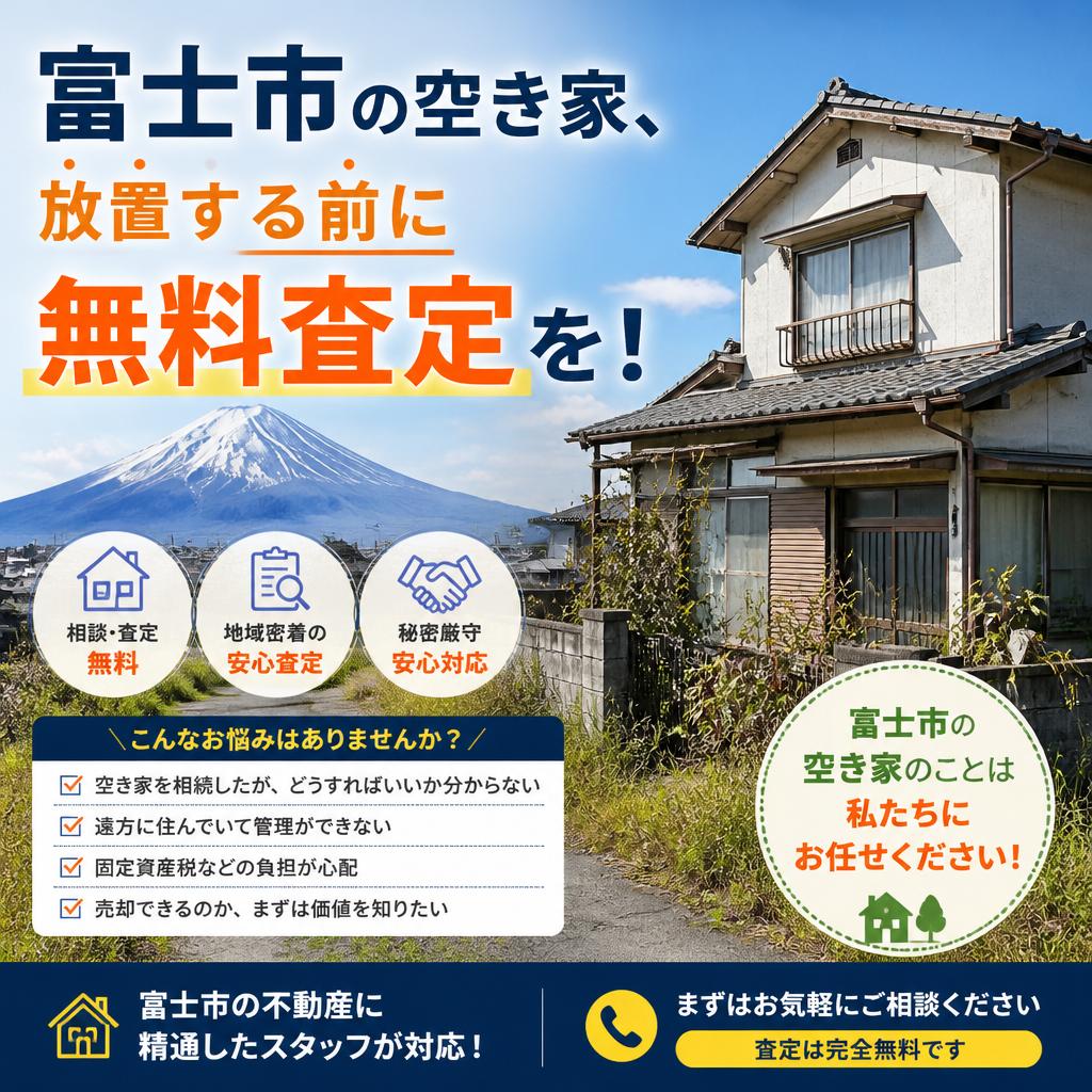 富士市の空き家、放置する前に無料査定を！