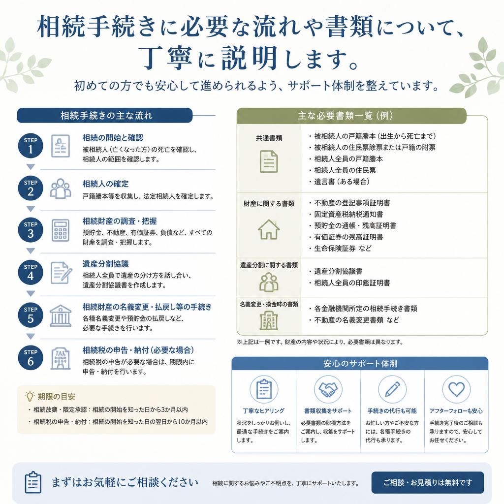 相続手続きの流れと必要書類のご案内