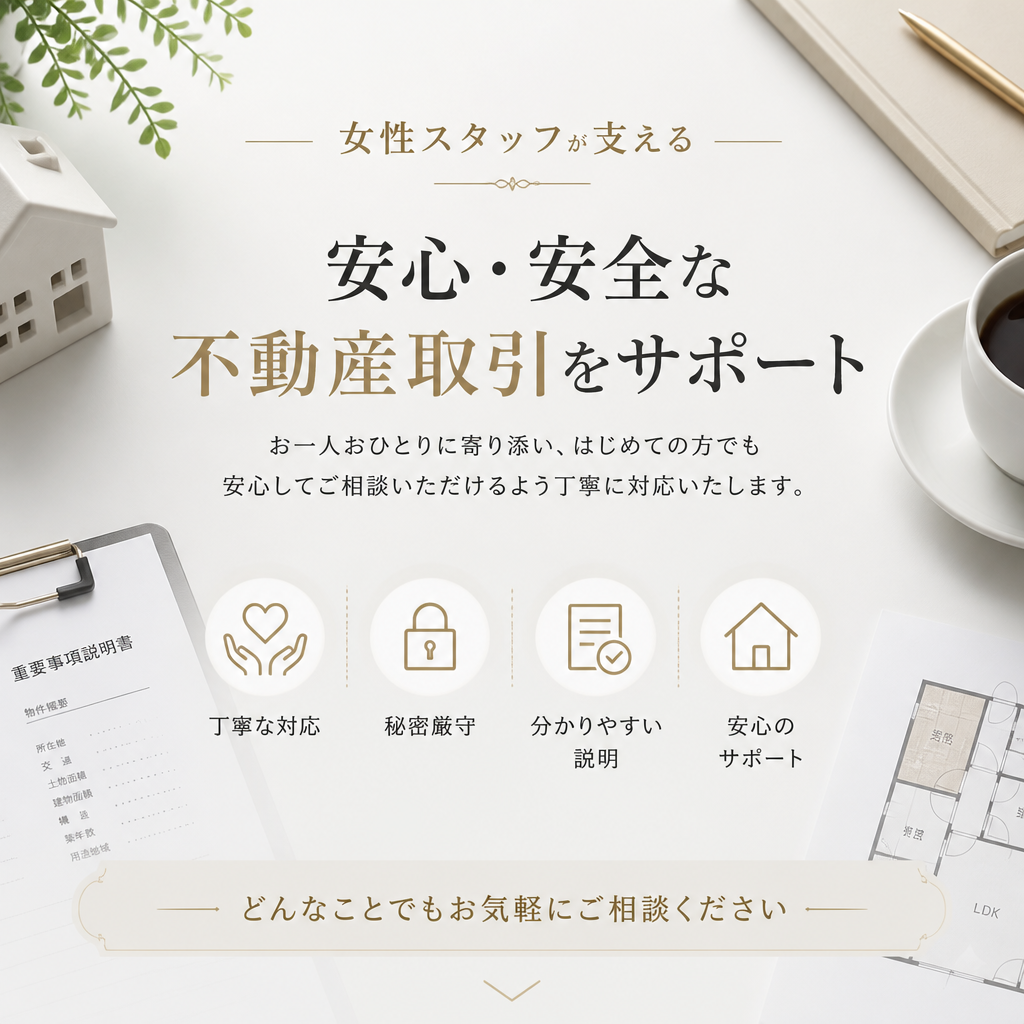 離婚時の不安を女性スタッフがサポート！安心の不動産売却に向けた一歩を踏み出そう