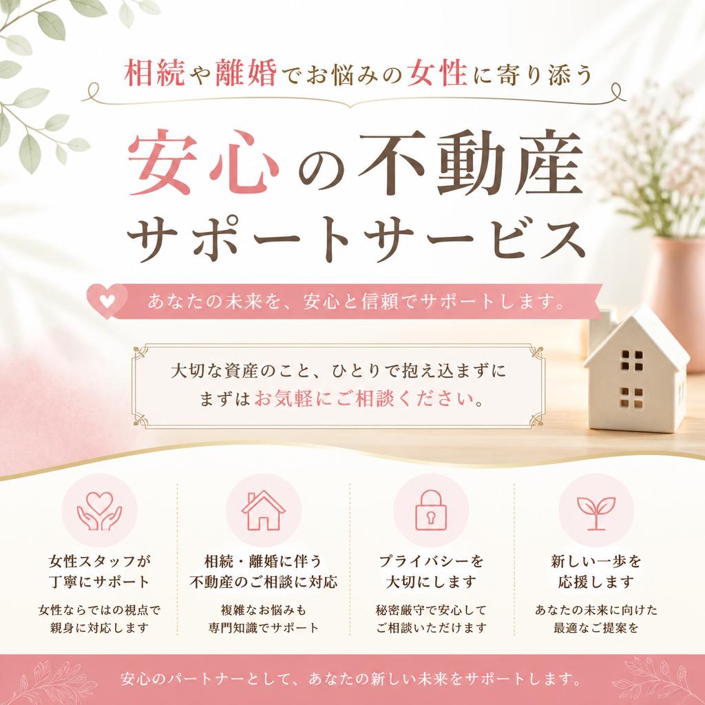 相続や離婚でお悩みの女性に寄り添う、安心の不動産サポートサービス