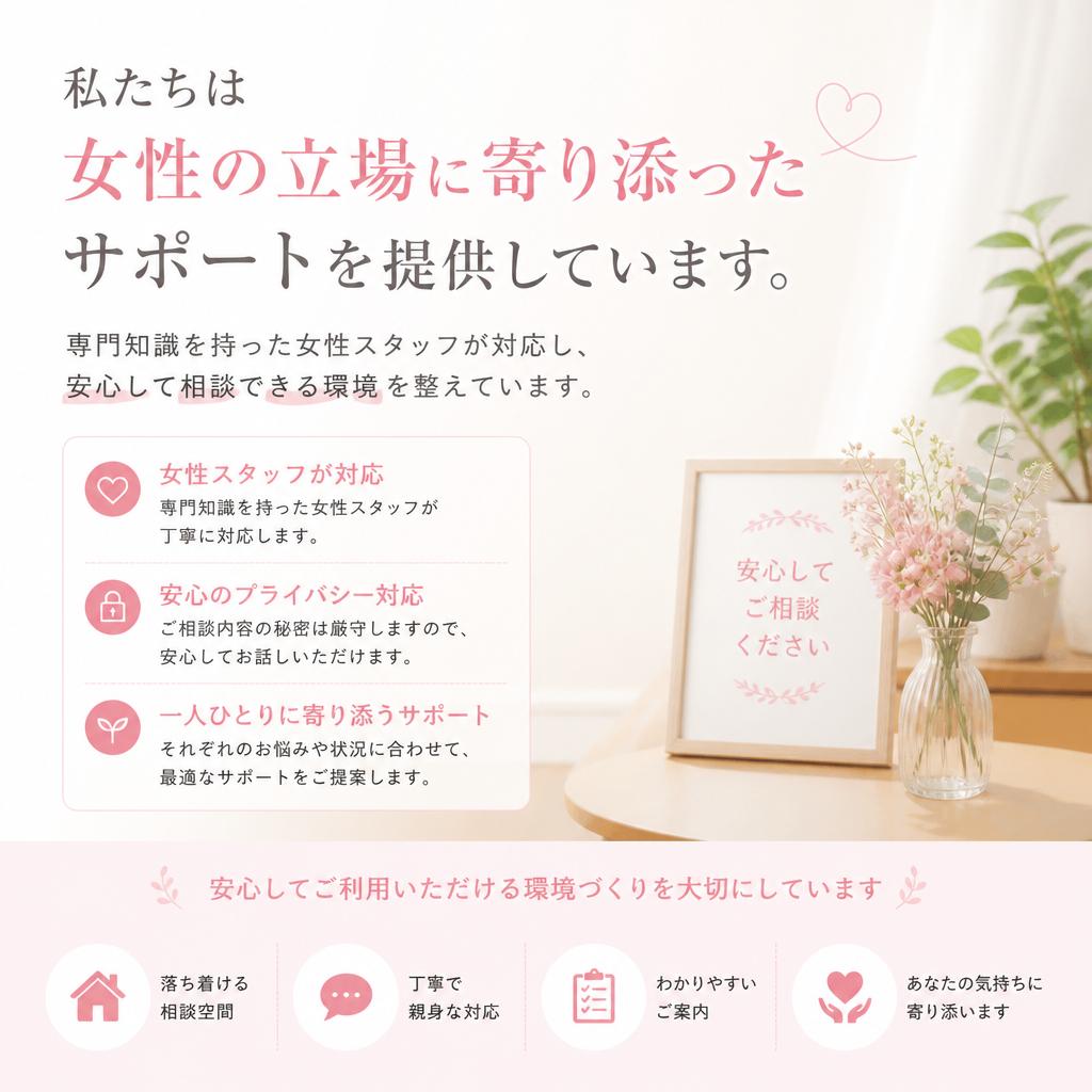 女性専用のサポート体制
