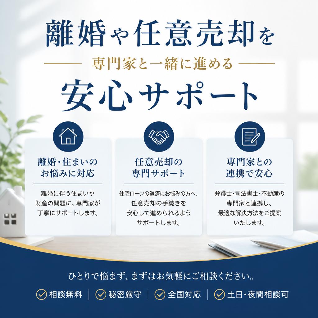 離婚や任意売却を専門家と一緒に進める安心サポート