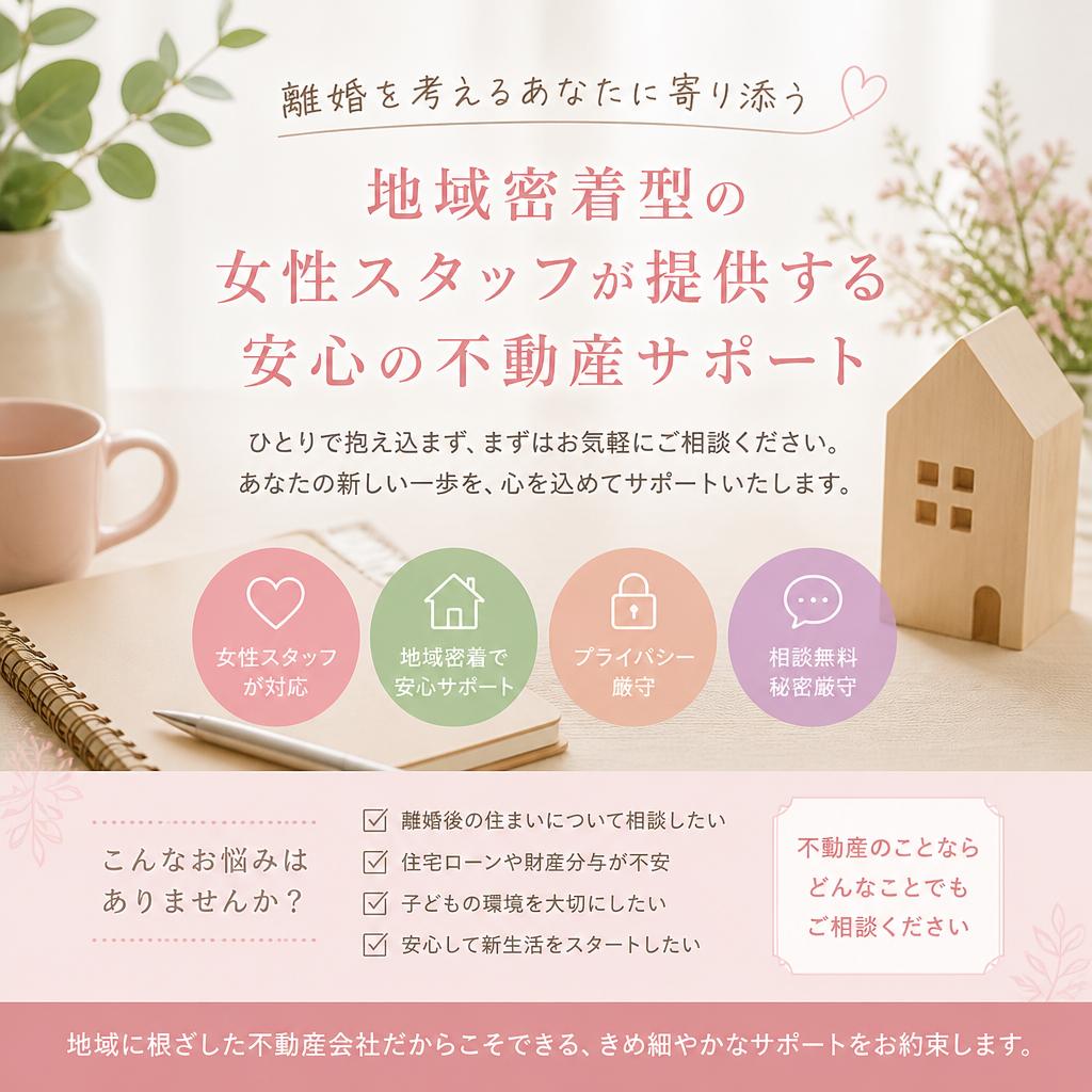 離婚を考えるあなたに寄り添う地域密着型の女性スタッフが提供する安心の不動産サポート