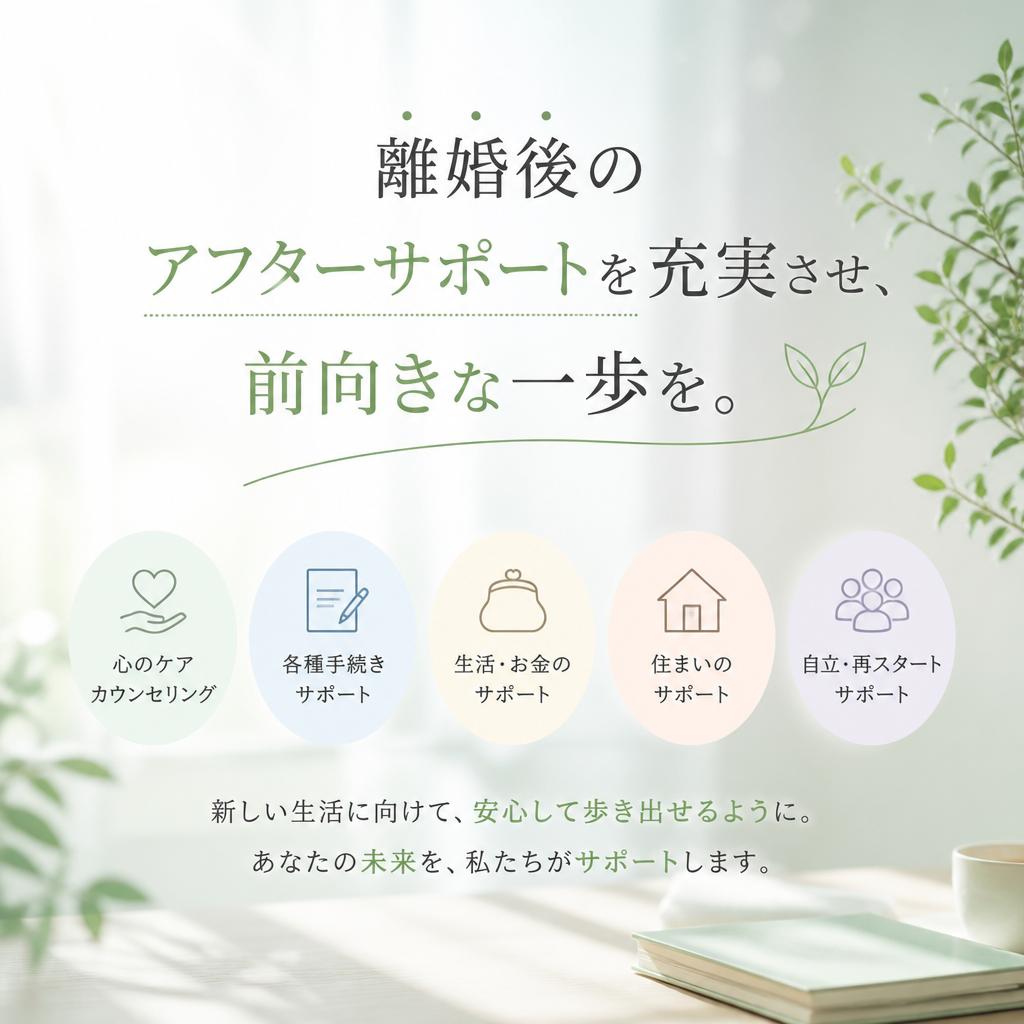 離婚後のアフターサポートを充実させ、前向きな一歩を。
