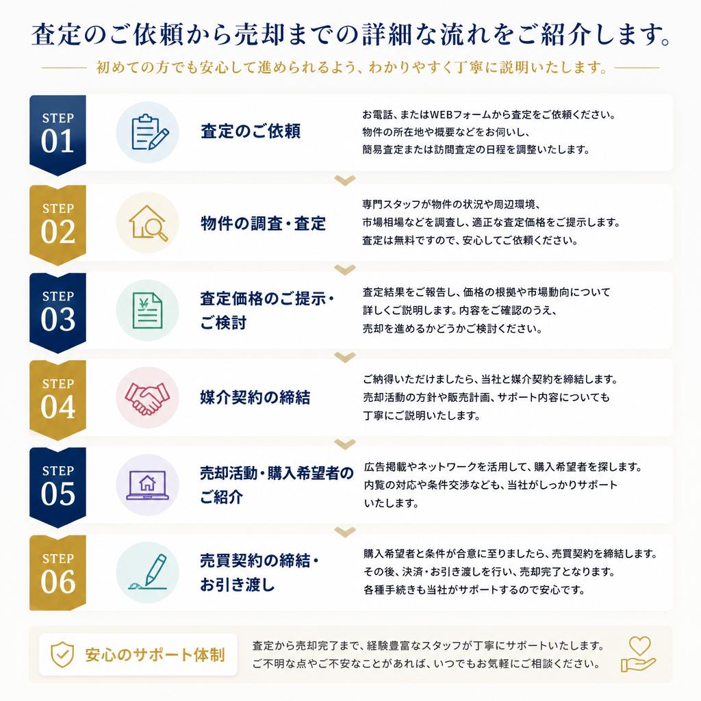 実績と信頼のある無料査定の流れ