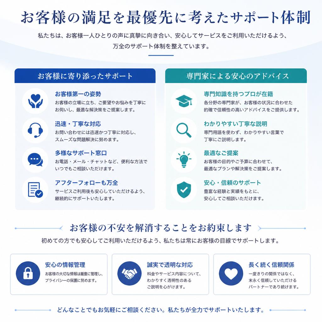 顧客満足を第一に考えるサポート体制