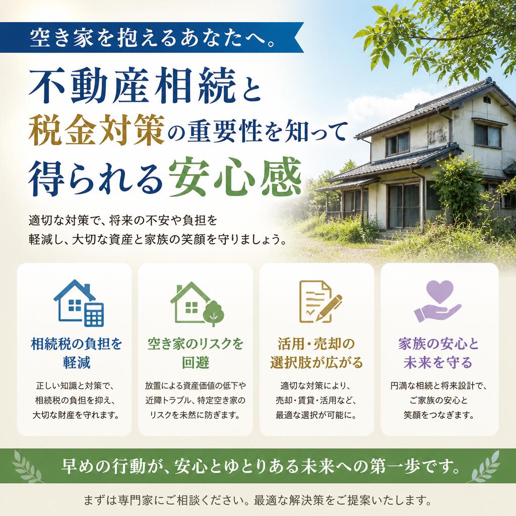 空き家を抱えるあなたへ。不動産相続と税金対策の重要性を知って得られる安心感
