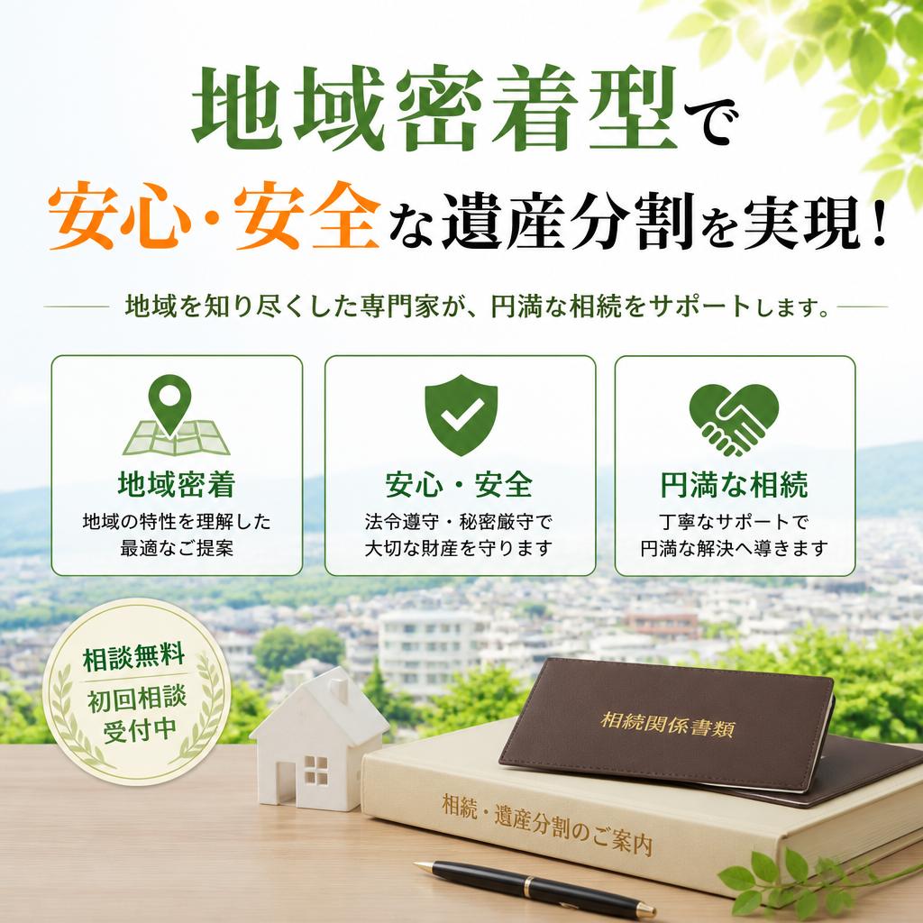 地域密着型で安心・安全な遺産分割を実現！