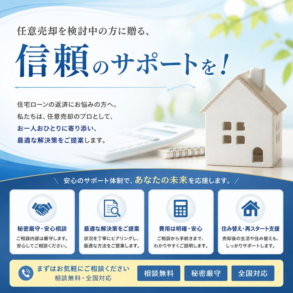 任意売却を検討中の方に贈る、信頼のサポートを！