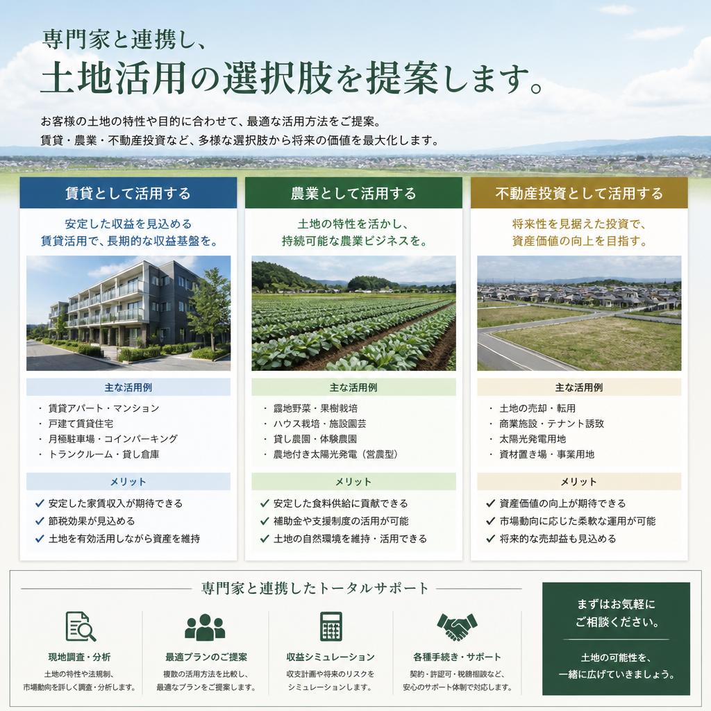 専門家のサポートで安心の土地活用
