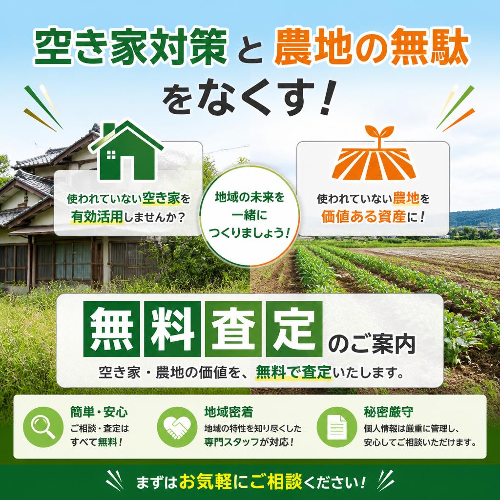 空き家対策と農地の無駄をなくす！無料査定のご案内