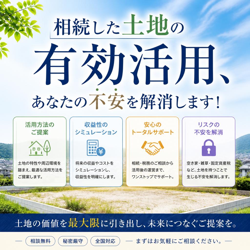 相続した土地の有効活用、あなたの不安を解消します！