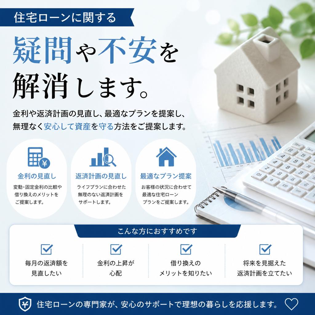 住宅ローンの見直しー負担を軽減しましょう